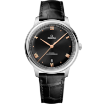 De Ville Prestige 40&nbsp;mm, steel on leather strap - 43413402001001
