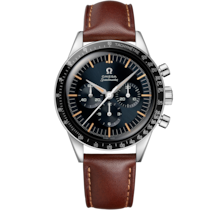 Speedmaster First OMEGA in Space 39,7&nbsp;mm, acier sur bracelet en cuir - 31032405006002